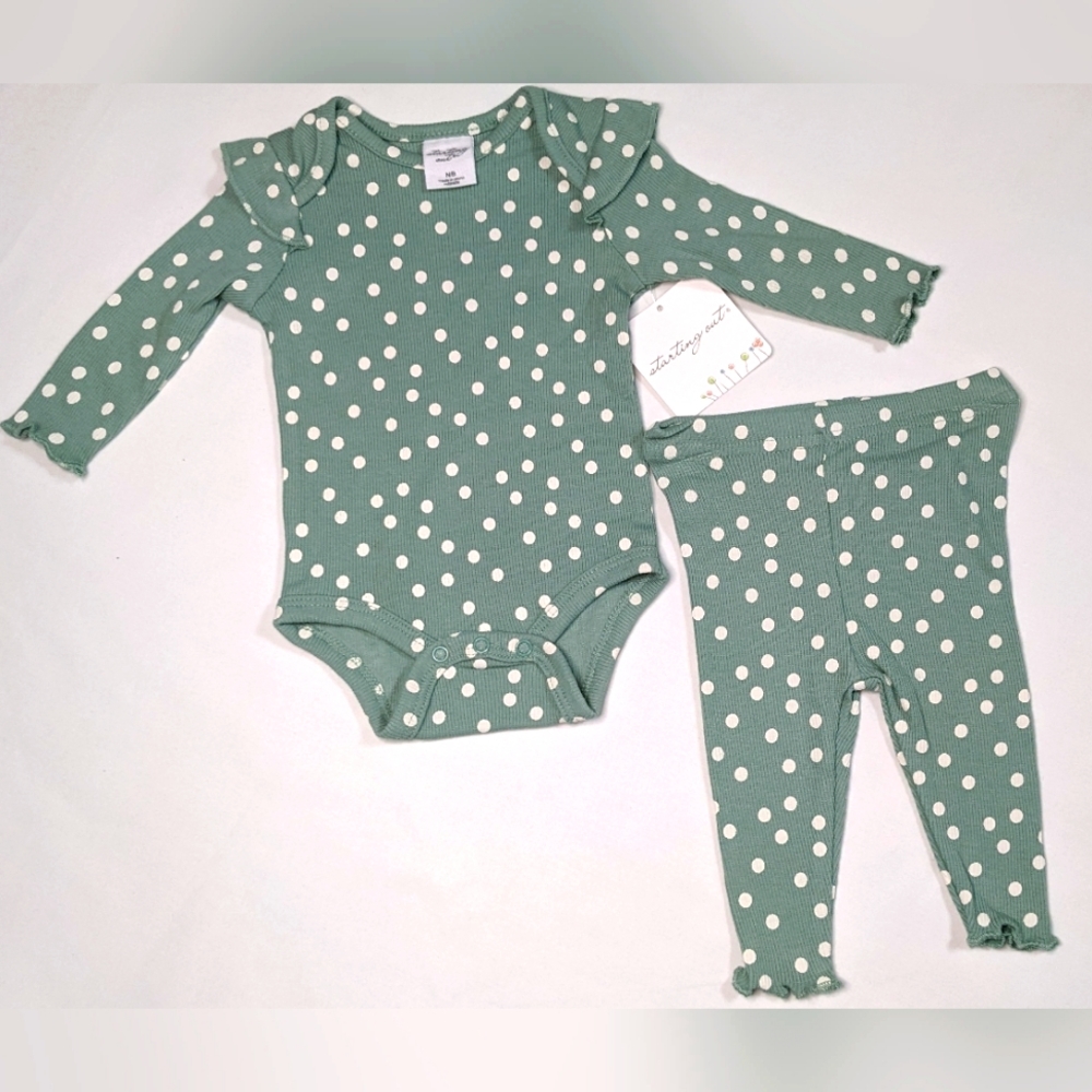Starting Out Babys Sage Green Polkadot Set Newborn